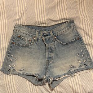 Levi's Light Blue Distressed Jean Shorts